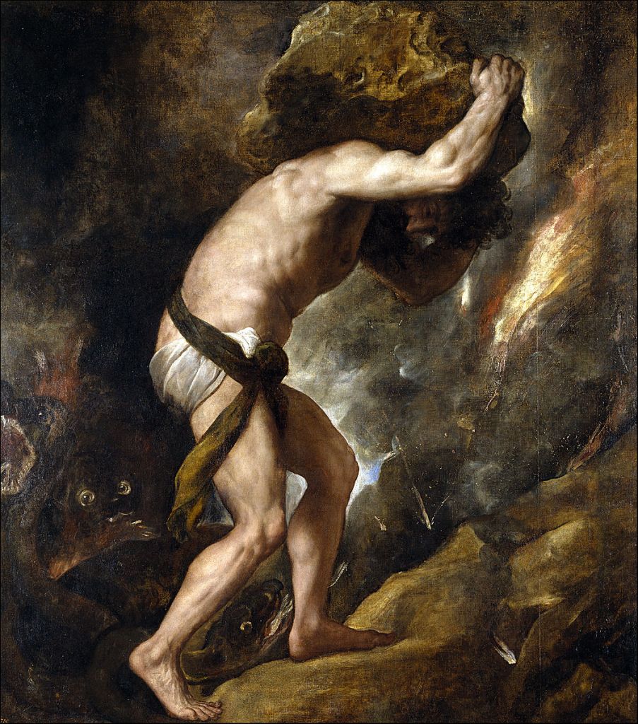 Titian's painting of Sisyphus.