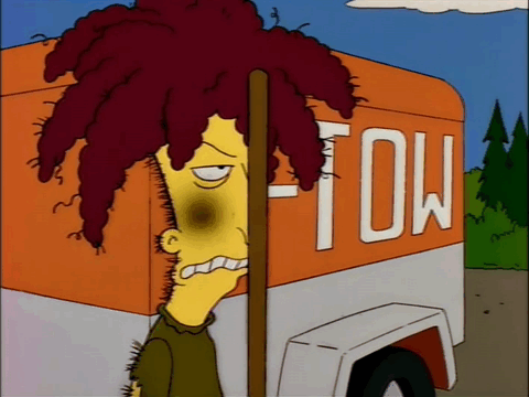 The scene from "The Simpsons" where Sideshow Bob repeatedly steps on rakes.