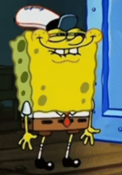 A .gif of SpongeBob Squarepants smirking knowingly.