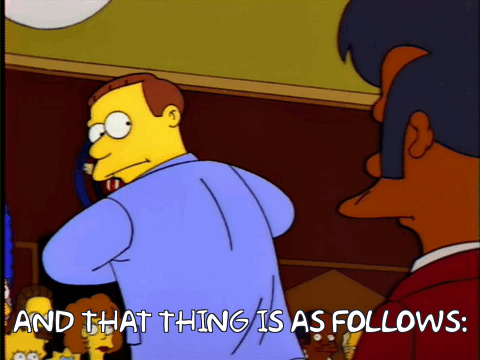 A clip of Lionel Hutz from "The Simpsons" captioned 'And that thing is as follows:'
