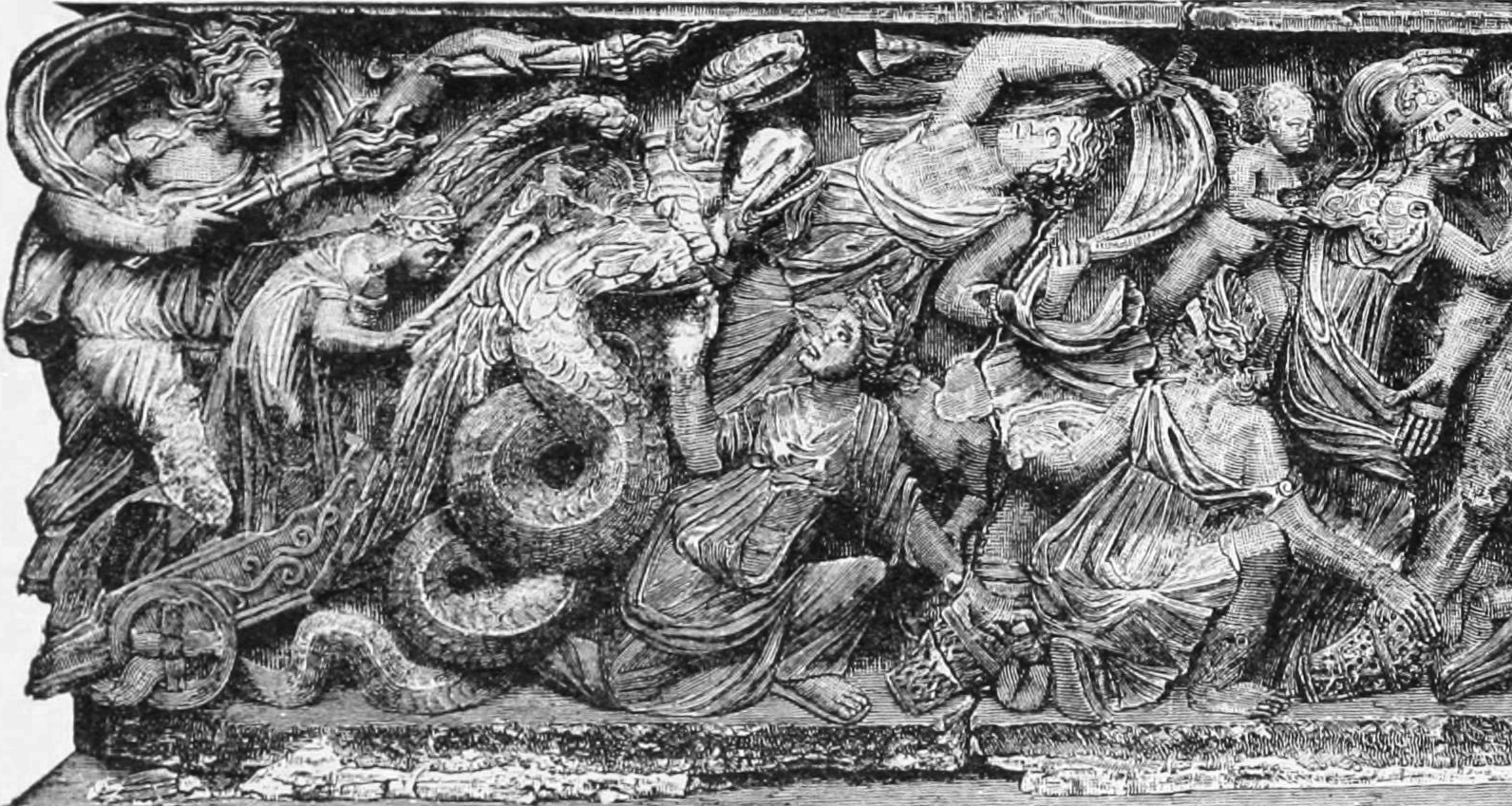 A 1905 drawing of Charlemagne's sarcophagus.