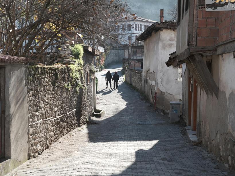A cobblestone street in Karabük, Turkey