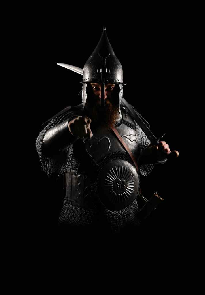 A warrior in Turkish-style mirror armour.