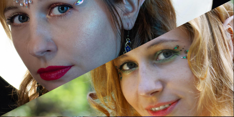 A split image of two Elf women.