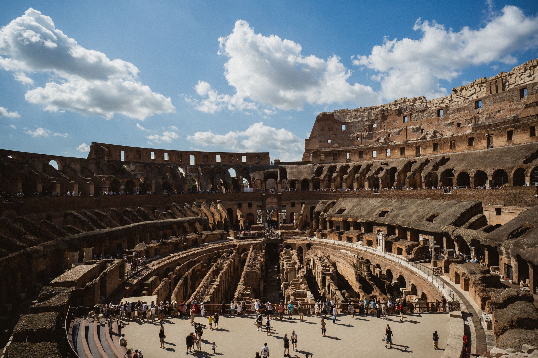 The inside of the Colosseum.