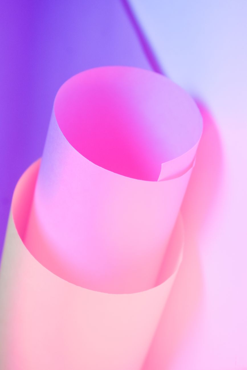 A rolled up pink paper